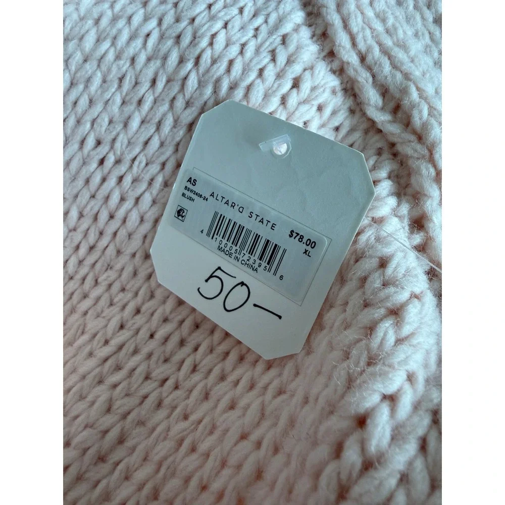 Altar'd State Daisy Flower Chunky Knit Open Front Cardigan Pink XL Coquette - Picture 9 of 10